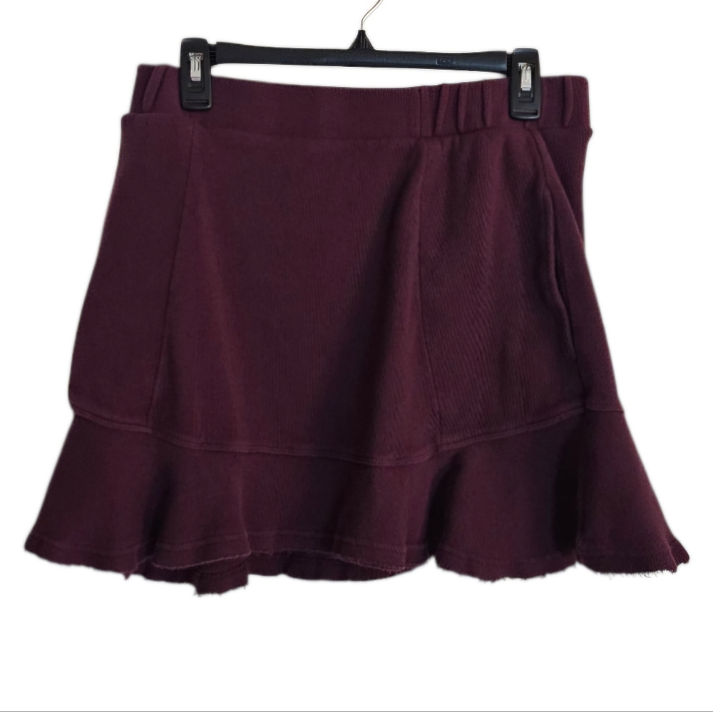 FP Beach by Free People Skirt Purple Sweatshirt Material Ruffled Raw-hem sz XL
